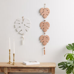 Terracotta Ceramic Multi Monstera Leaf Wall Hanging