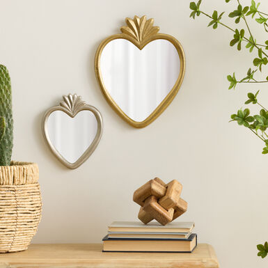 Metal Milagro Heart Shaped Wall Mirror Collection Metal Milagro Heart Shaped Wall Mirror Collection