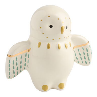 Ivory Ceramic Patterned Owl Decor Ivory Ceramic Patterned Owl Decor