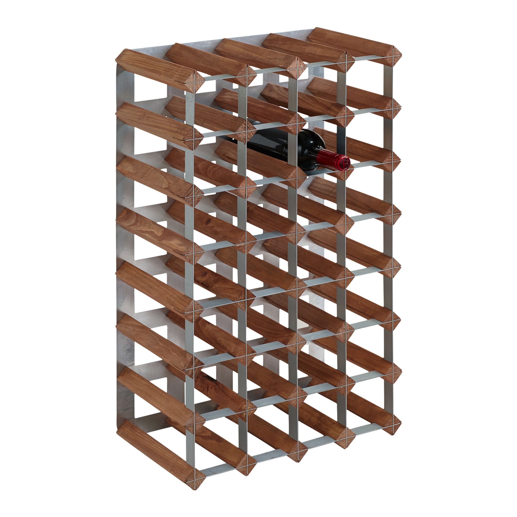 Wood and Metal 28 Bottle Industrial Wine Rack - World Market