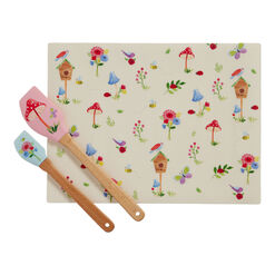 Spring Floral Silicone Baking Mat and Spatulas 3 Piece Set