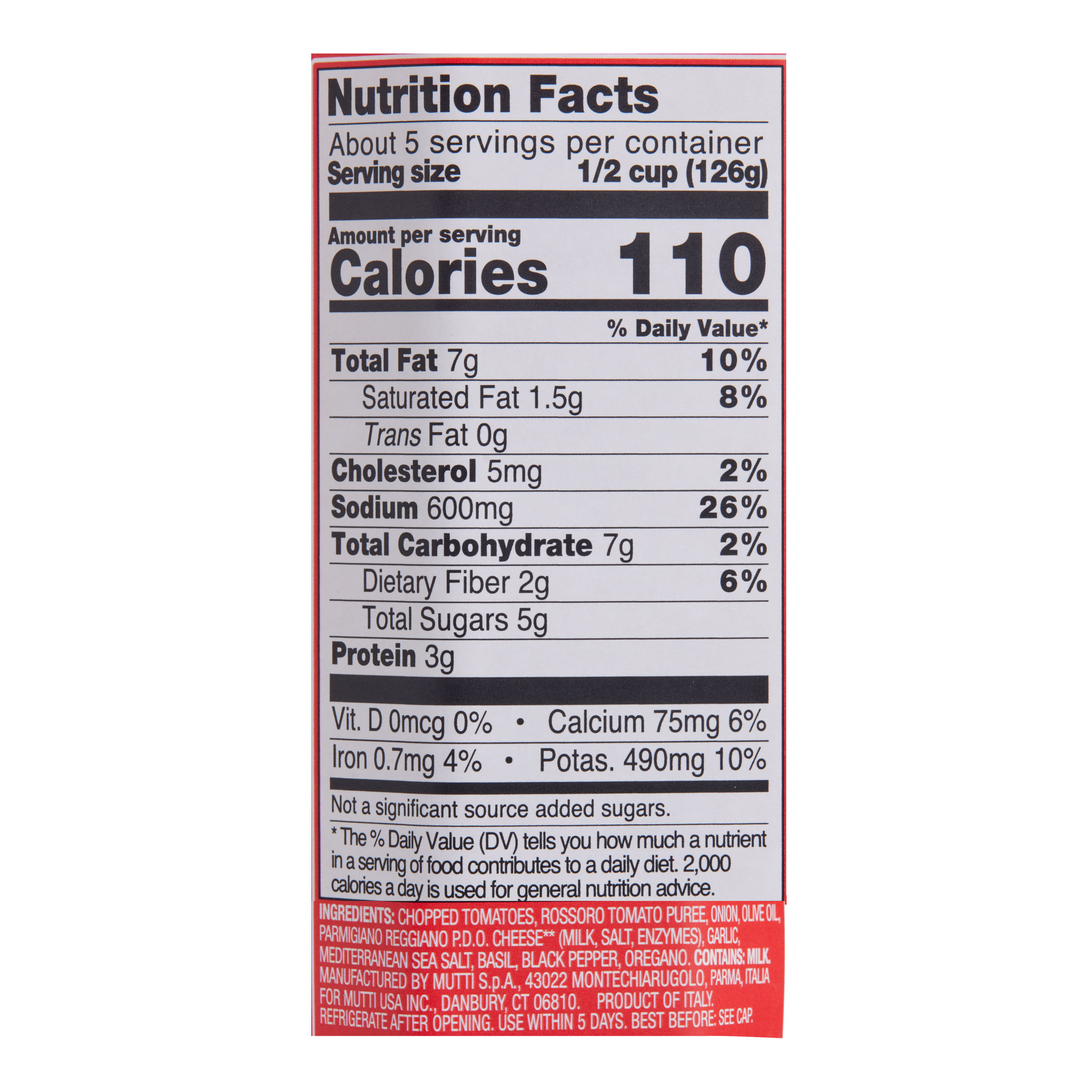 Mutti Rossaro Tomato and Parmigiano Reggiano Pasta Sauce image number 1