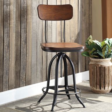 Dowell Wood and Metal Adjustable Height Stool Dowell Wood and Metal Adjustable Height Stool