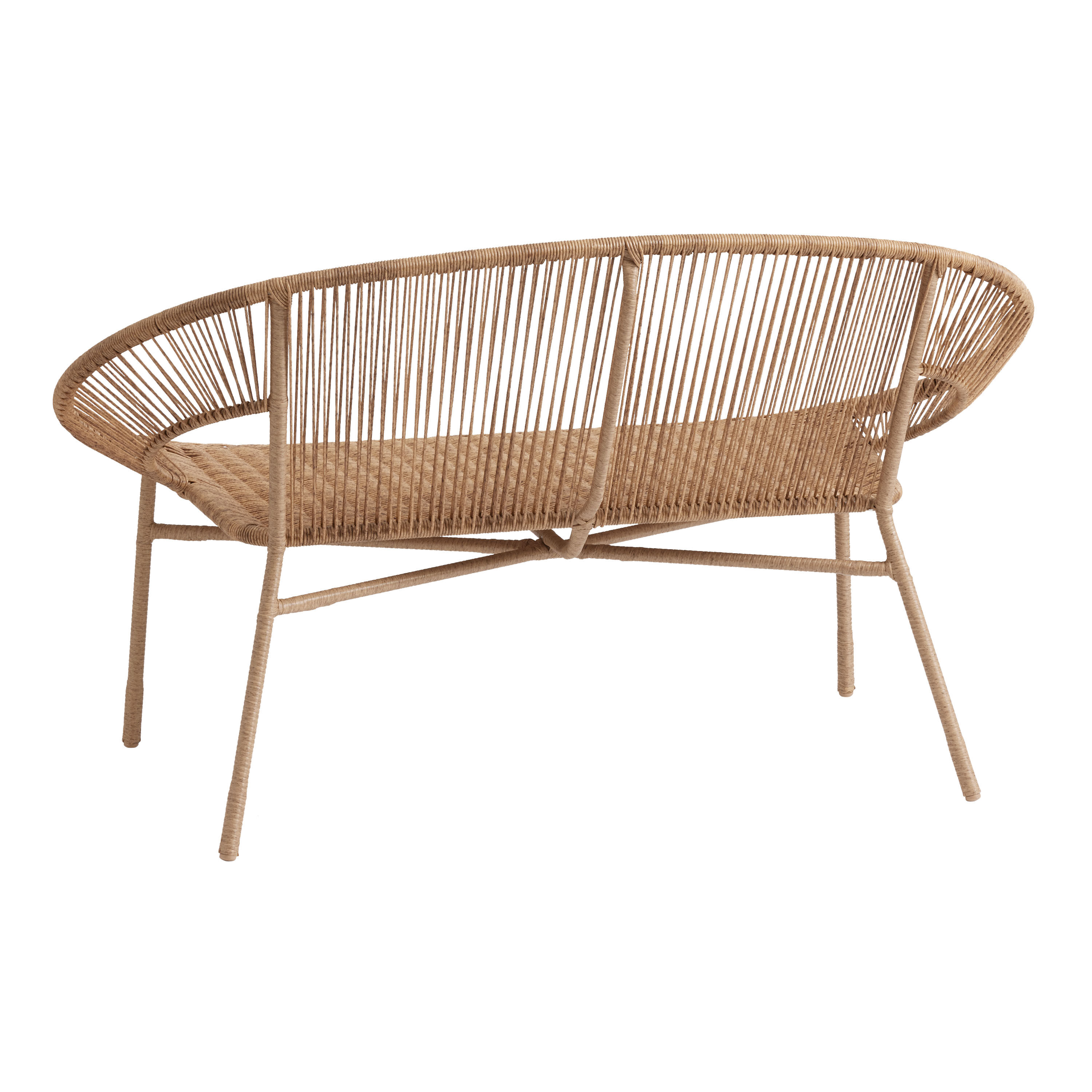 Camden Rounded Natural All Weather Wicker Outdoor Bench World Market