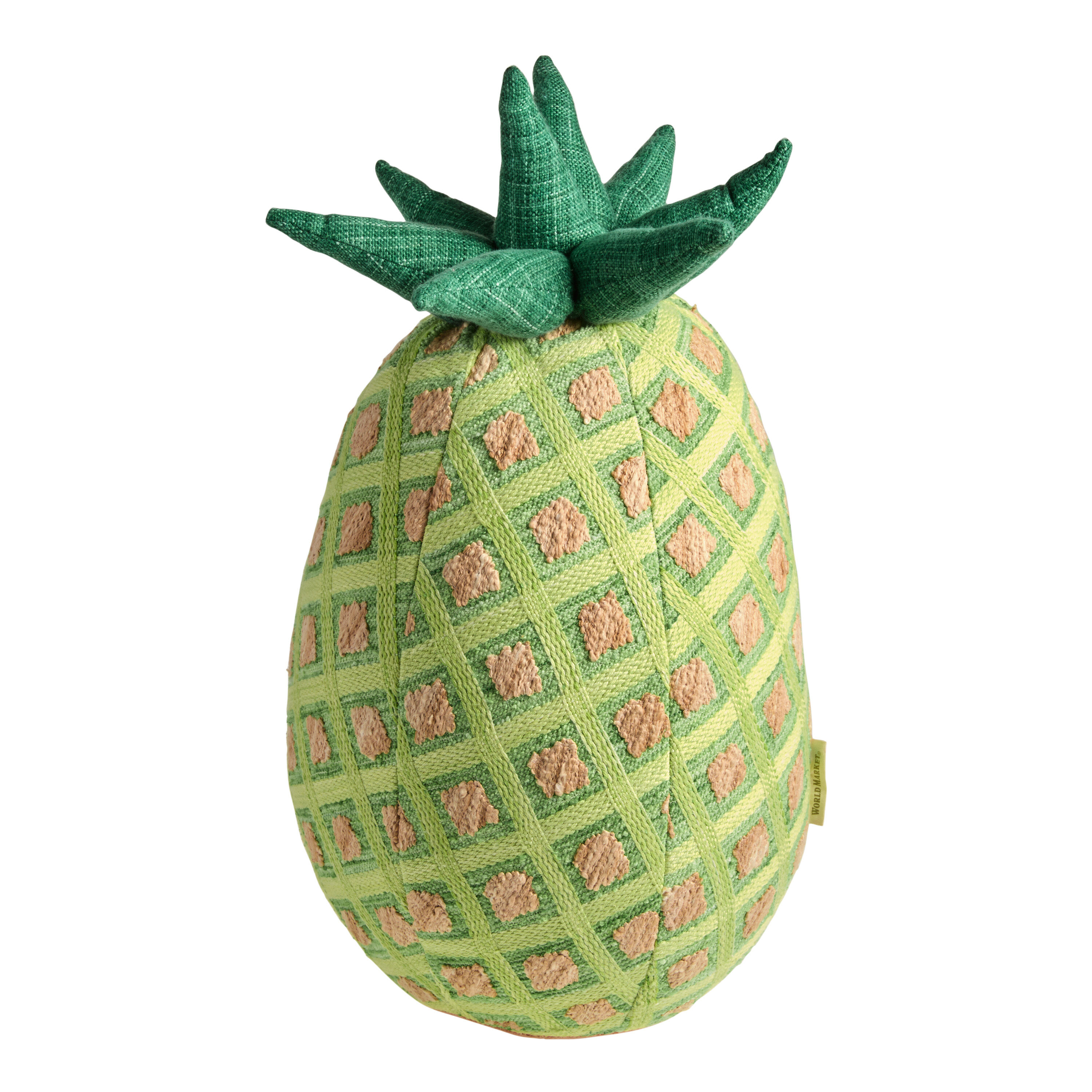 Green and Yellow Pineapple Shaped Indoor Outdoor Throw Pillow World Market