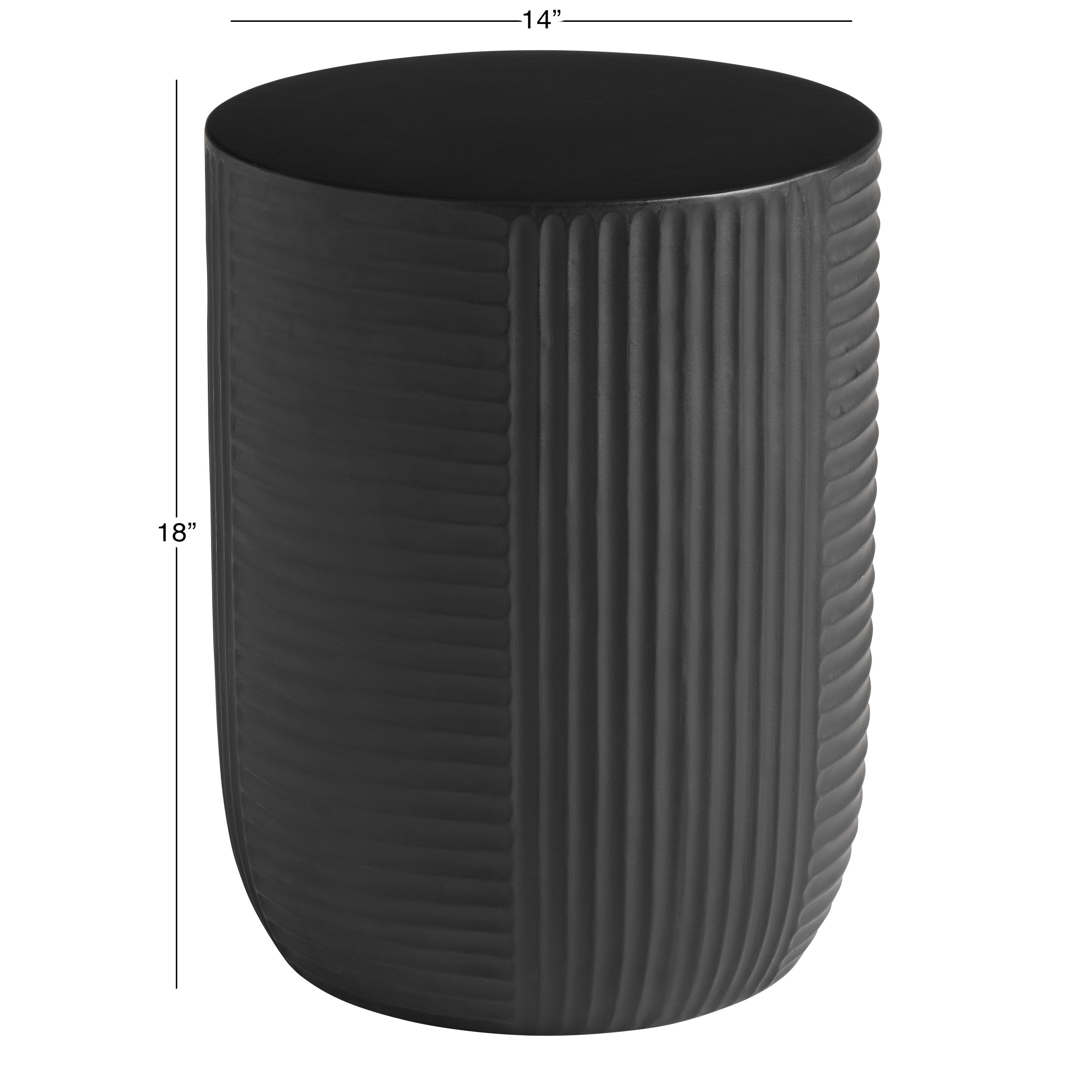 Ayda Round Cement Ribbed Outdoor Side Table image number 2