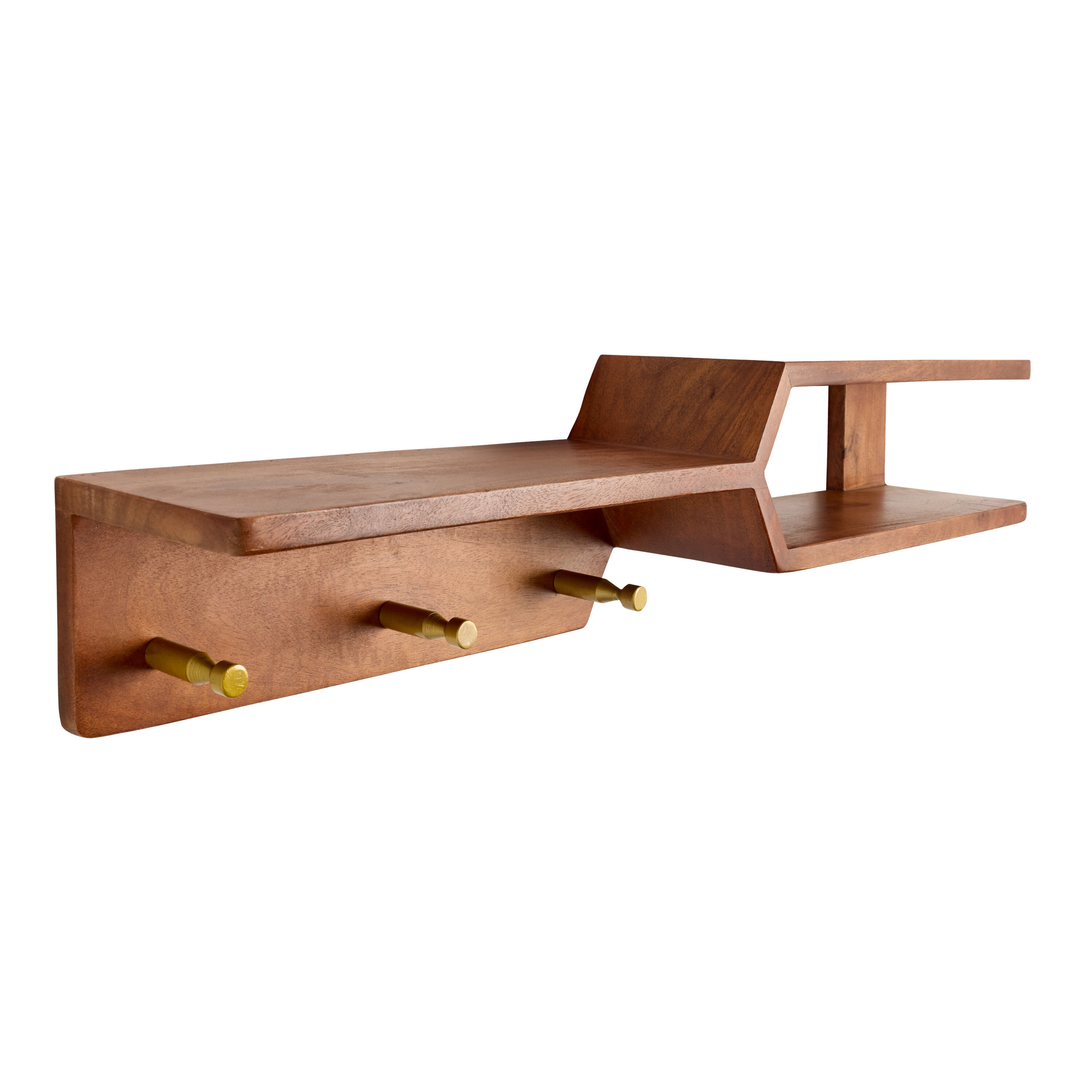 Floating wall shelf with hooks best sale