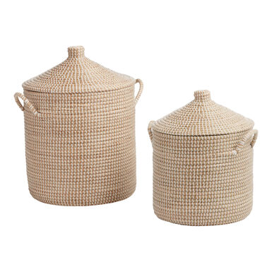 Adira White and Natural Seagrass Basket Collection Adira White and Natural Seagrass Basket Collection