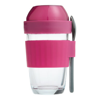 Plum and Glass Yogurt or Oats Travel Container with Spoon Plum and Glass Yogurt or Oats Travel Container with Spoon