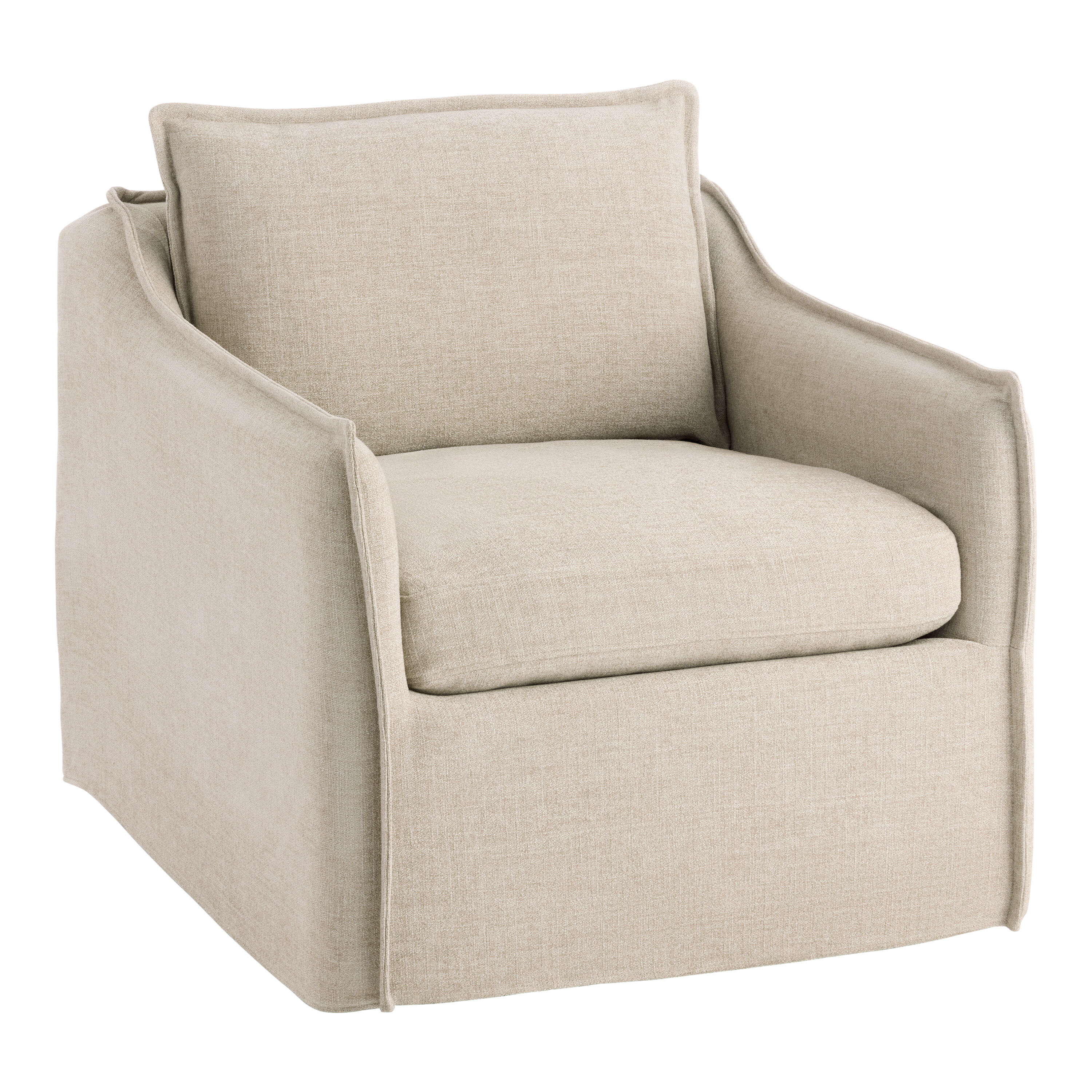 Eileen Textured Woven Slope Arm Slipcover Swivel Chair image number 0