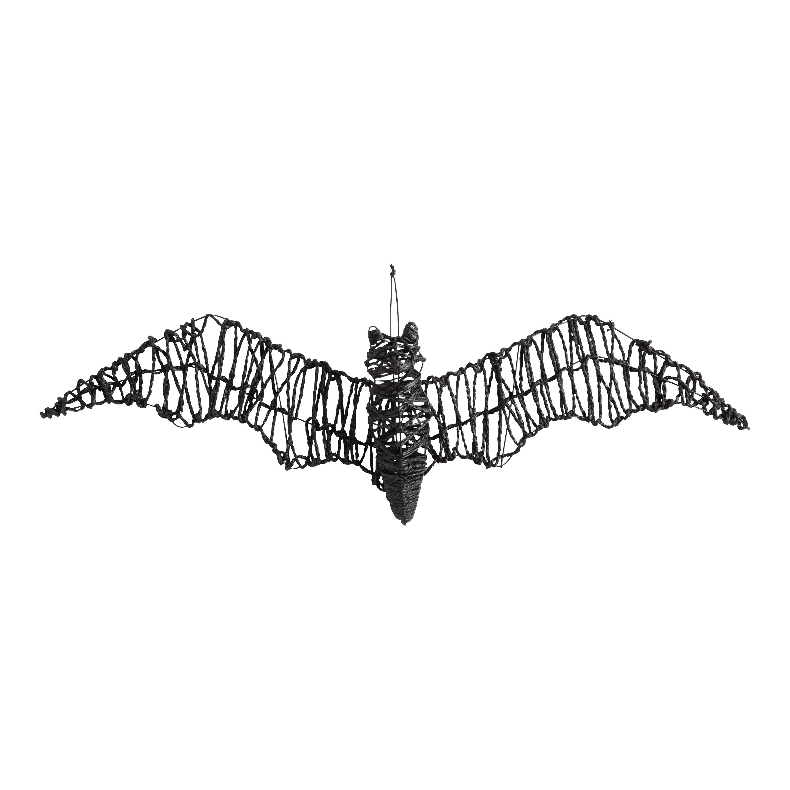 Large Black Paper Rope and Metal Bat Hanging Decor image number 1
