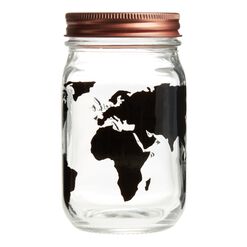 Glass World Map Jar