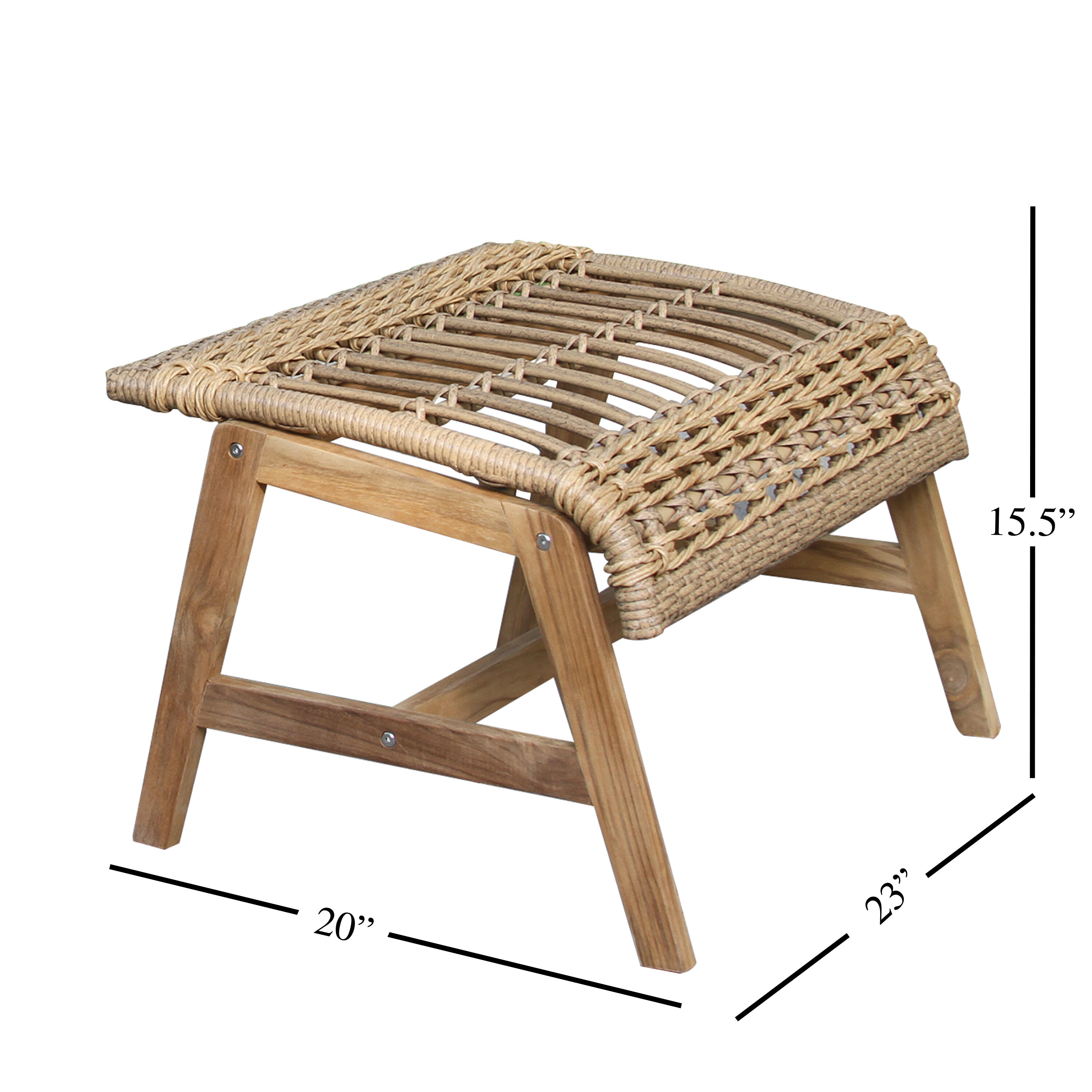 Encinitas Teak and All Weather Outdoor Ottoman 2 Piece Set image number 5