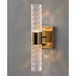 Harriet Antique Brass And Textured Glass LED Wall Sconce