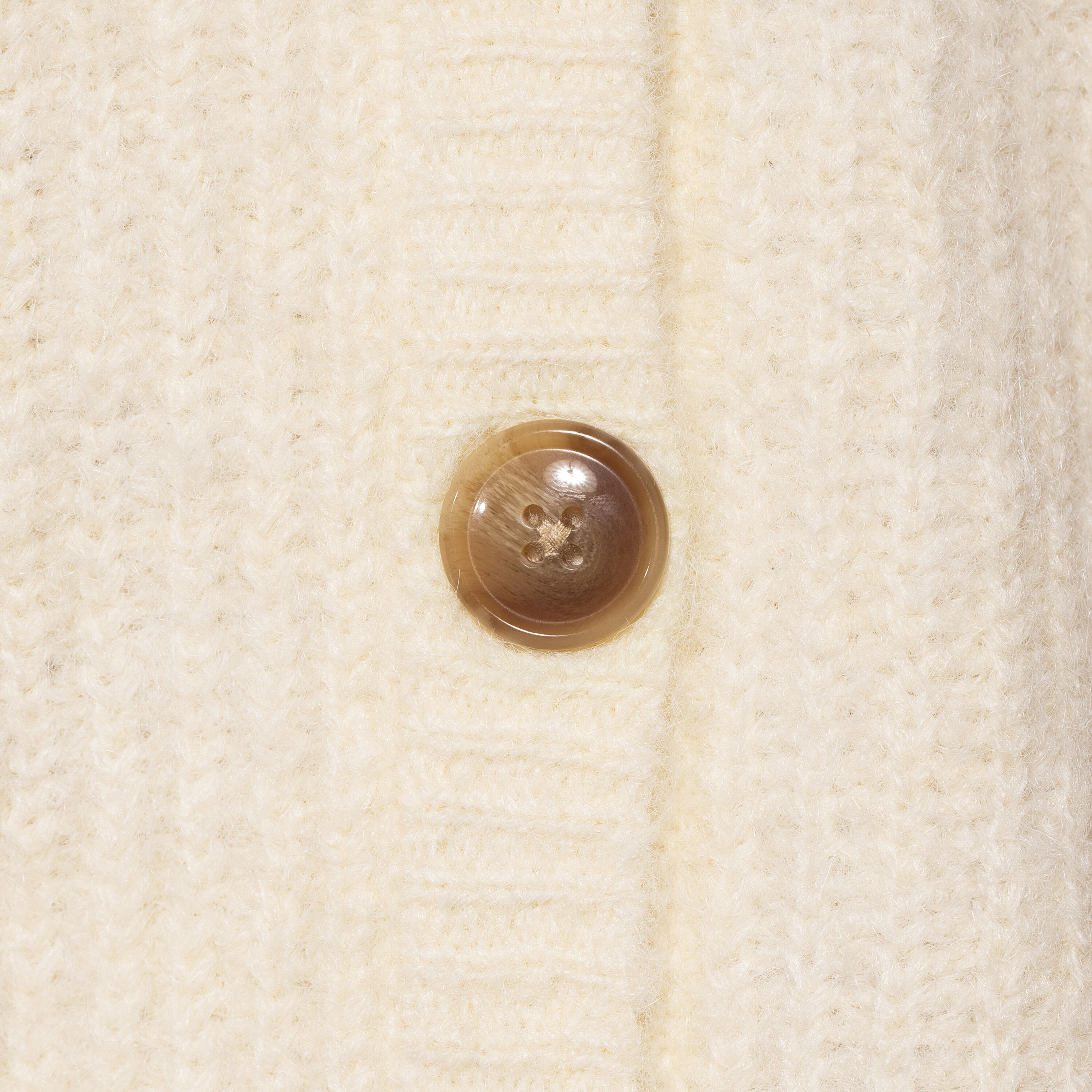 Ivory Recycled Yarn Ribbed Cardigan