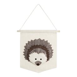 Gray And White Hedgehog Felt Wall Hanging