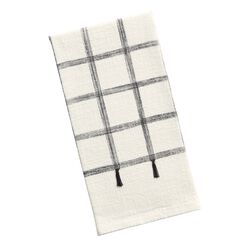Black and Ivory Windowpane Eyelash Kitchen Towel