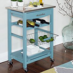Grover Wood And Stainless Steel Kitchen Cart