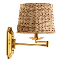 Dustin Gold Metal And Rattan Adjustable Wall Sconce