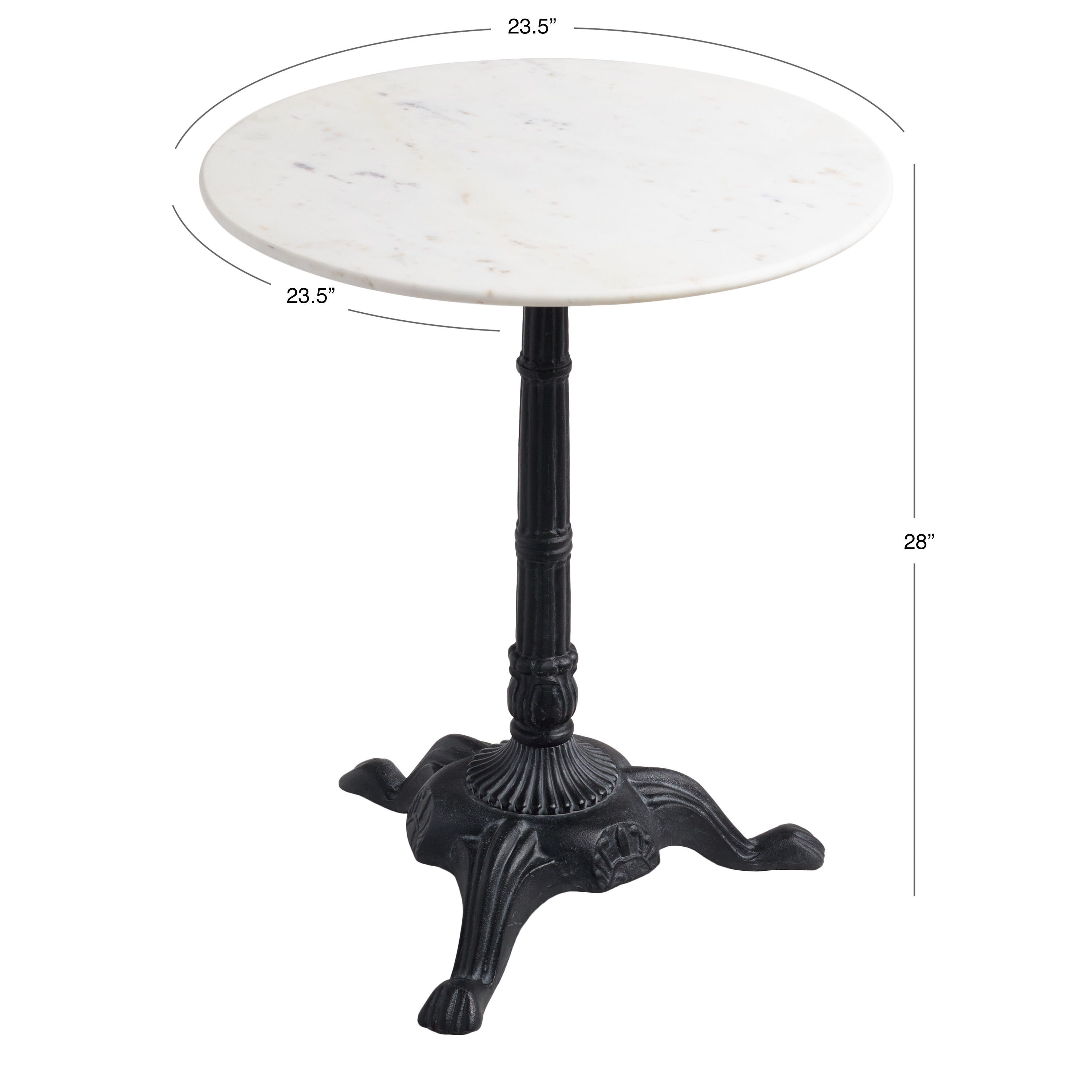 Round White Marble and Black Metal Bistro Side Table by World Market