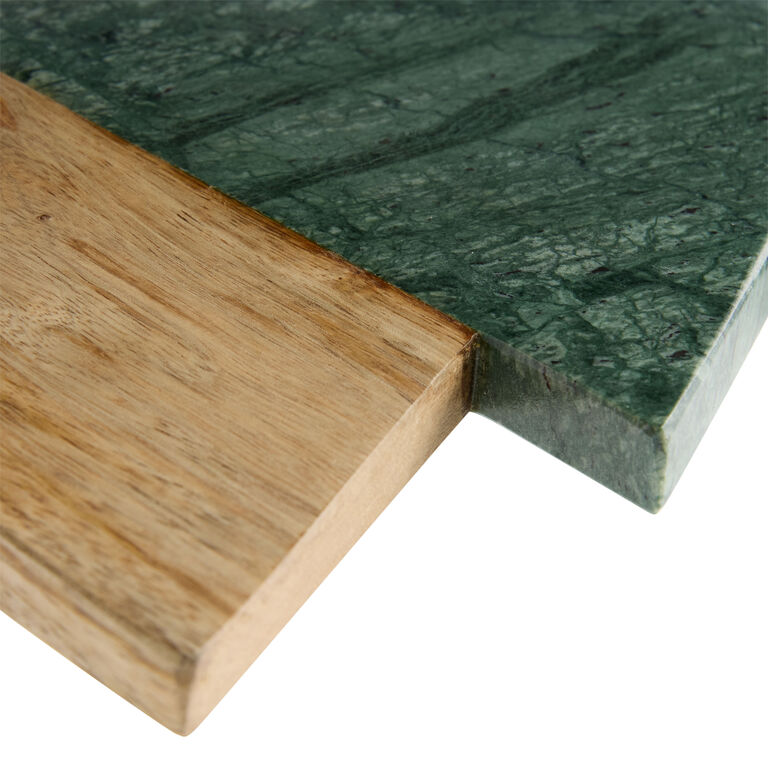 Green Marble and Wood Christmas Tree Shaped Serving Board image number 3