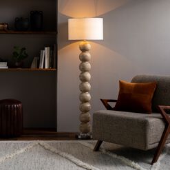 Olney Faux Wood Stacked Sphere Floor Lamp