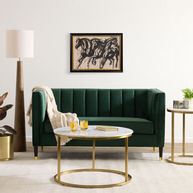 Three Black Horses Abstract Framed Linen Wall Art Three Black Horses Abstract Framed Linen Wall Art