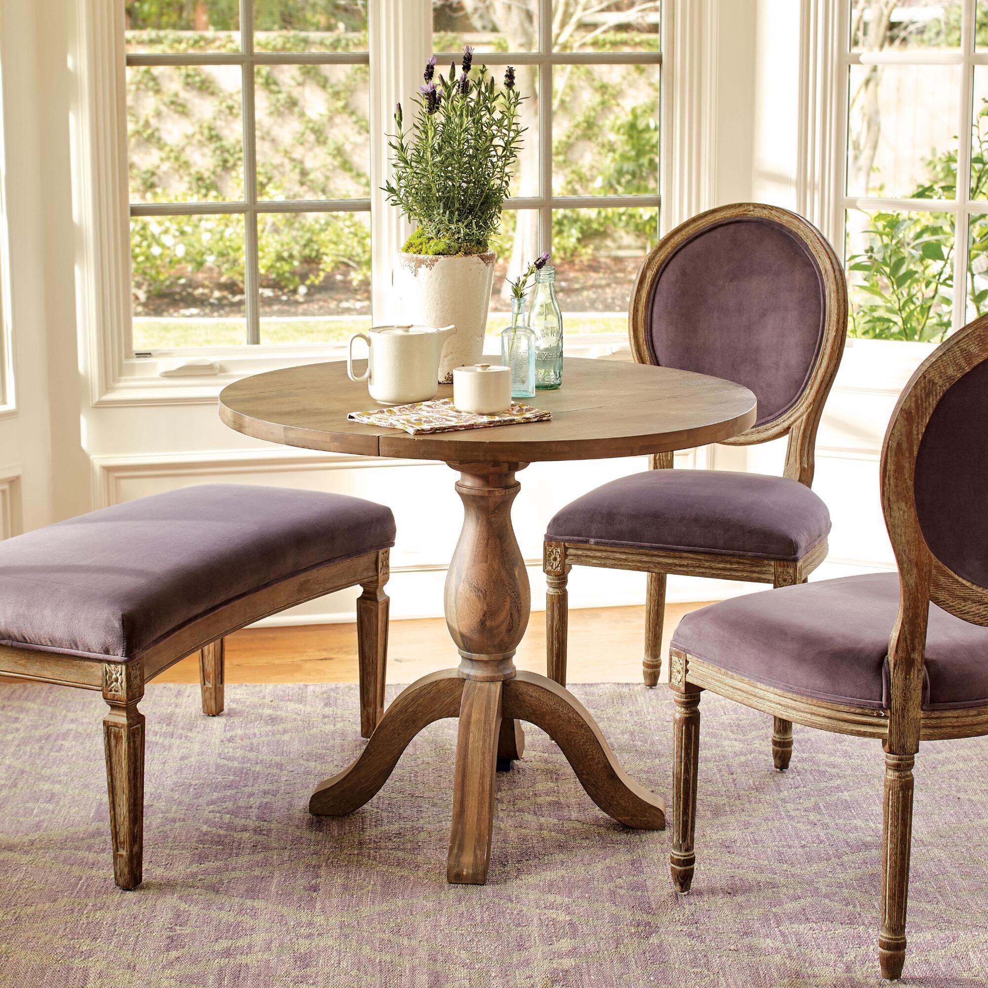 Jozy Round Weathered Gray Wood Drop Leaf Dining Table World Market