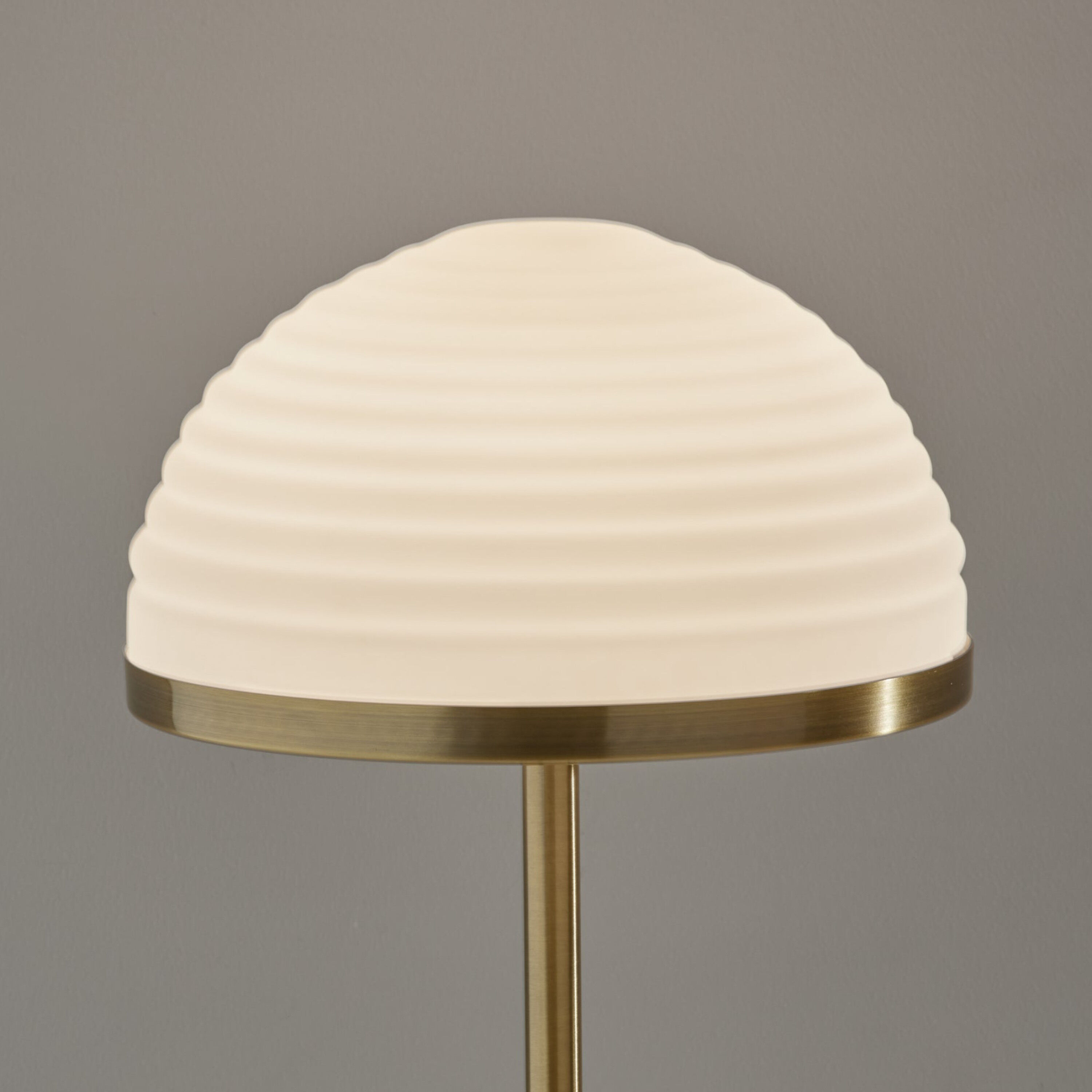 Milford Frosted Glass Dome and Antique Brass LED Table Lamp by World Market