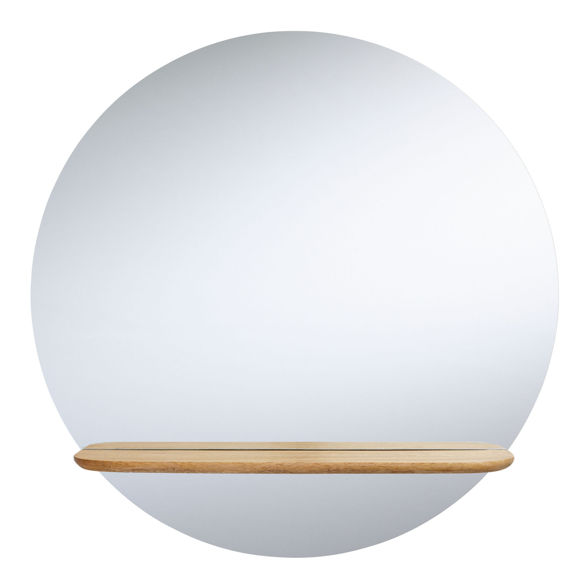 Remi Round Wall Mirror With Wood Shelf image number 0
