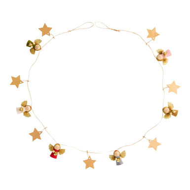 Mini Wood Angel and Star Garland Mini Wood Angel and Star Garland