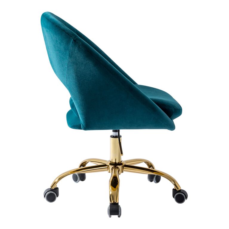 Multicolour Velvet Upholstered Wheeled Swivel Office Chair – Living and Home