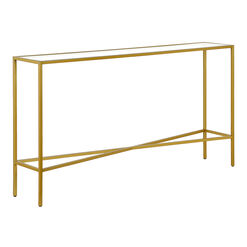 Mille Narrow Metal and Glass Top Console Table