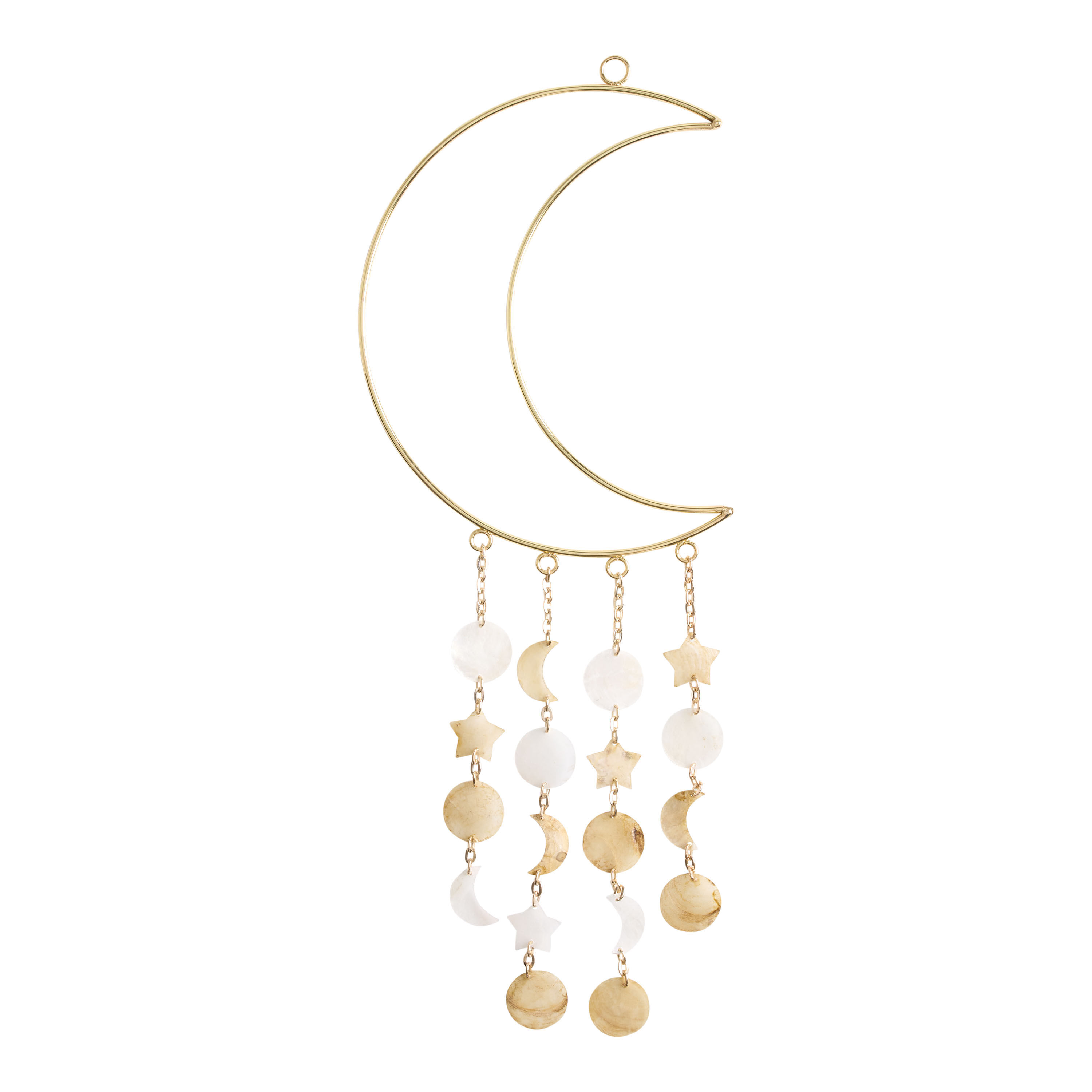 Gold Capiz Shell Moon And Star Wall Hanging image number 0