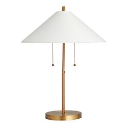 Brass and Faux Rattan Empire 2 Light Table Lamp