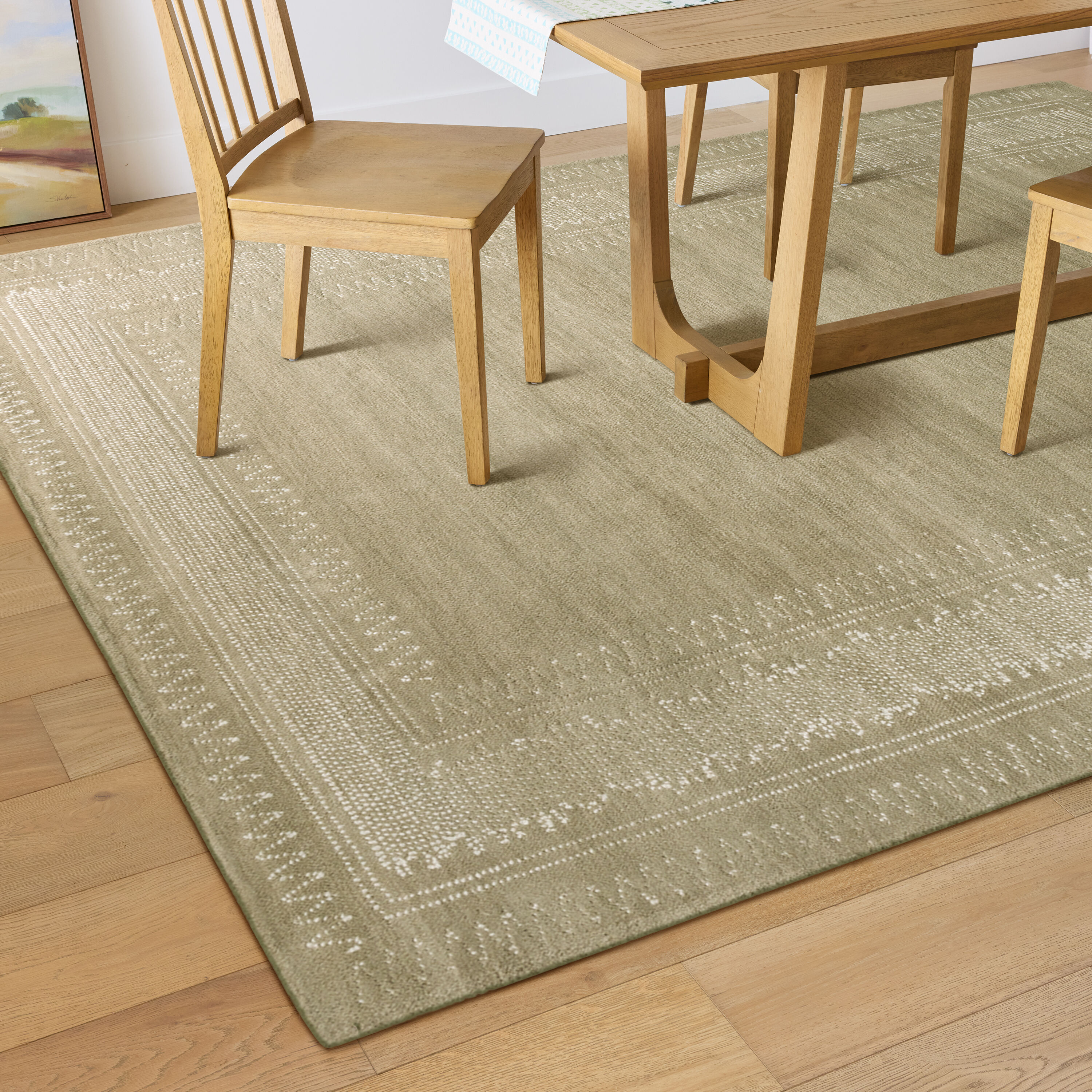 Bower Brown and Ivory Geo Borders Tufted Wool Blend Area Rug image number 1