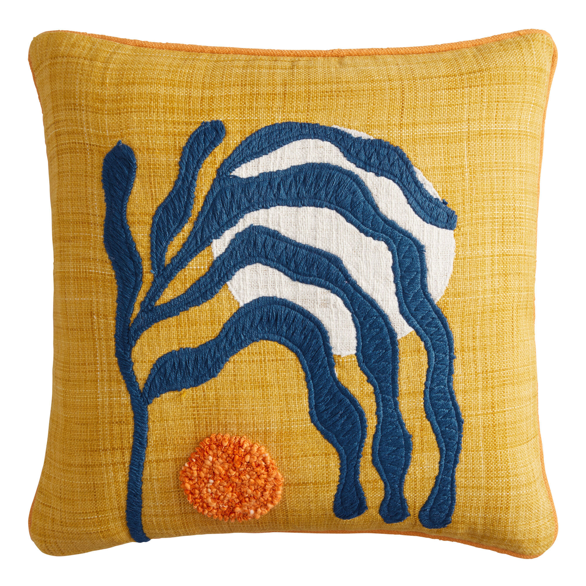 Blue and yellow accent pillows top