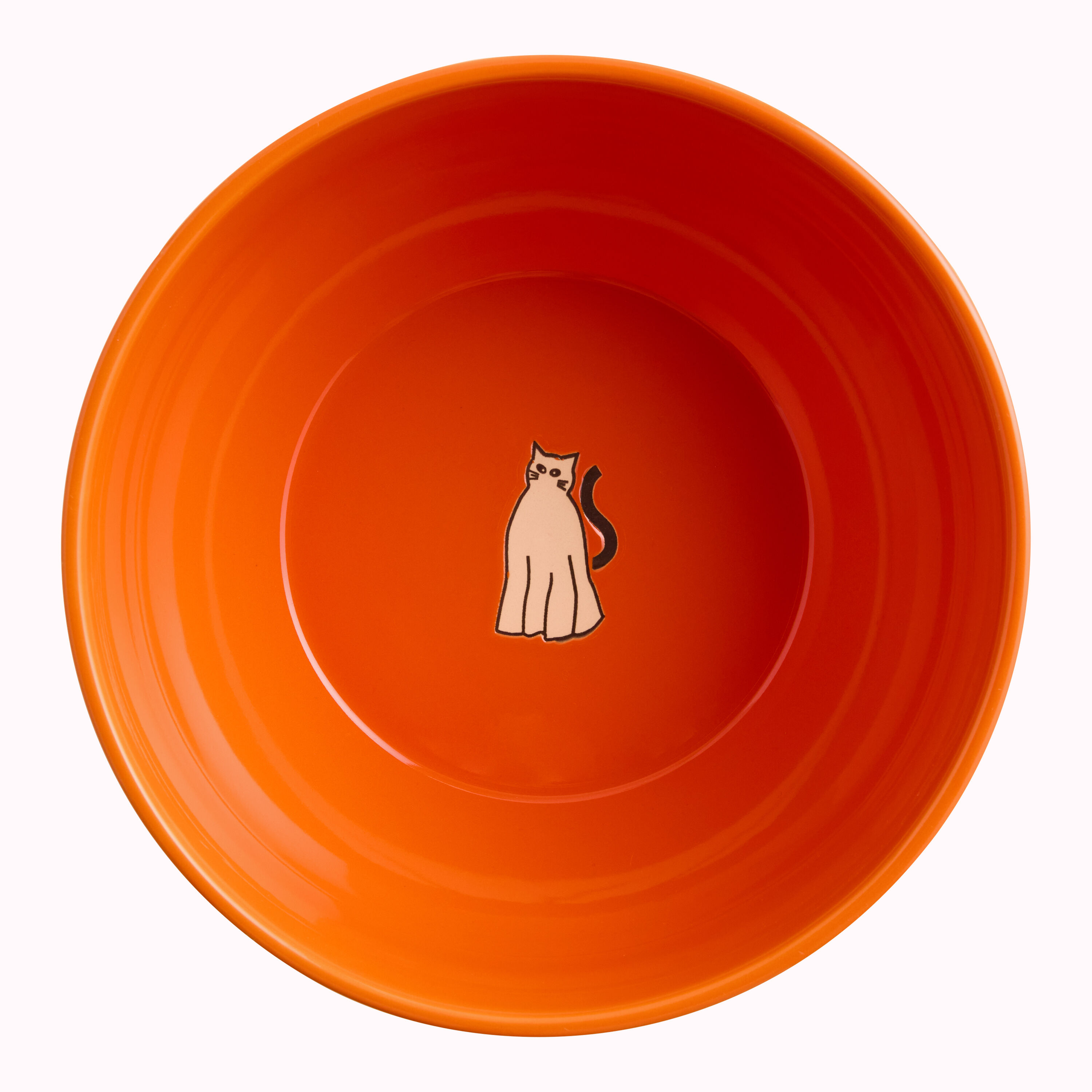 Orange Ceramic Ghost Cat Halloween Serving Bowl image number 1