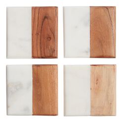 Square Marble and Wood Coasters 4 Pack