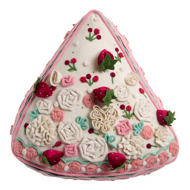 Pink Multicolor Felt Cake Wedge Shaped Throw Pillow Pink Multicolor Felt Cake Wedge Shaped Throw Pillow