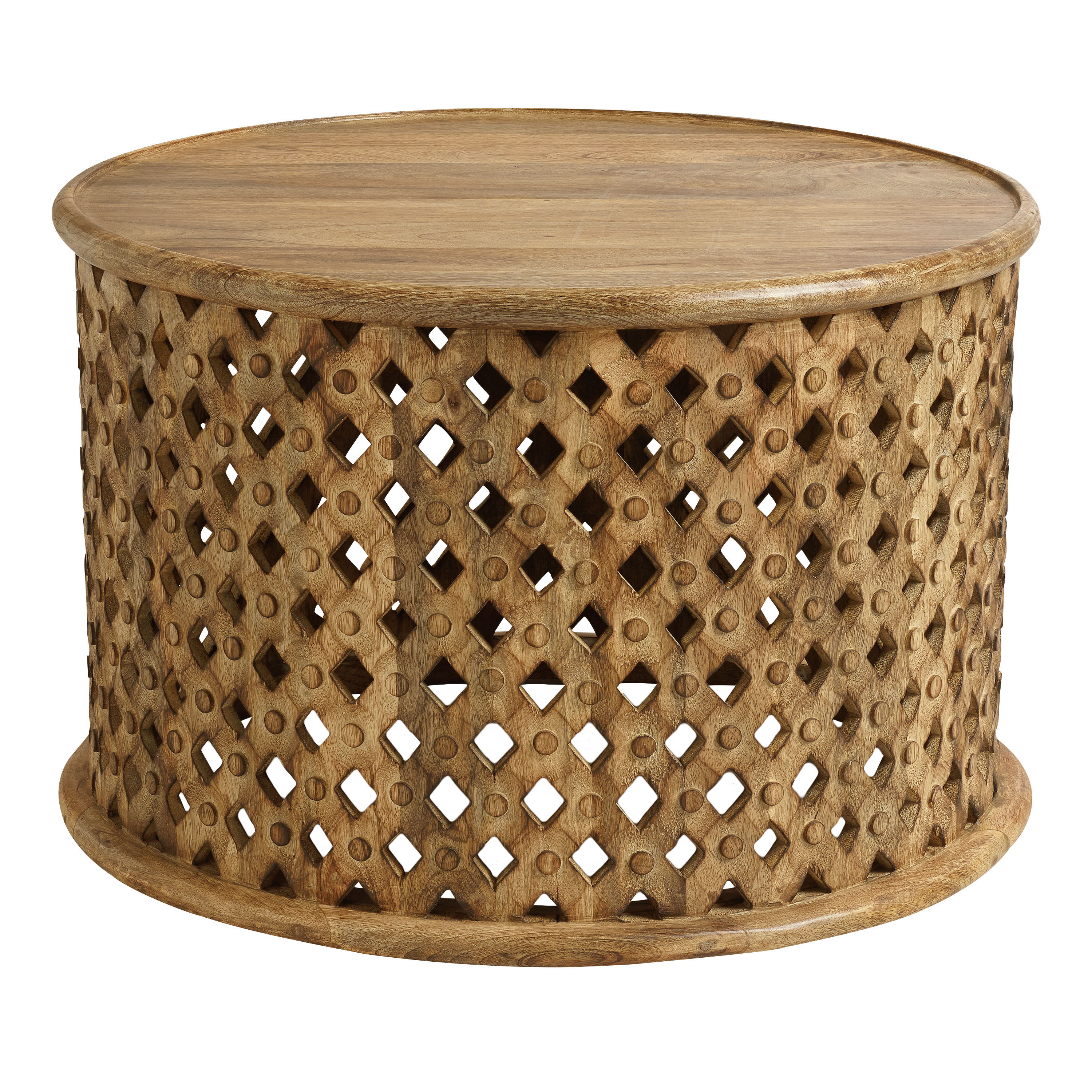 Wood lattice coffee table deals