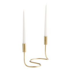 Gold Metal Abstract Wave Taper Candle Holder