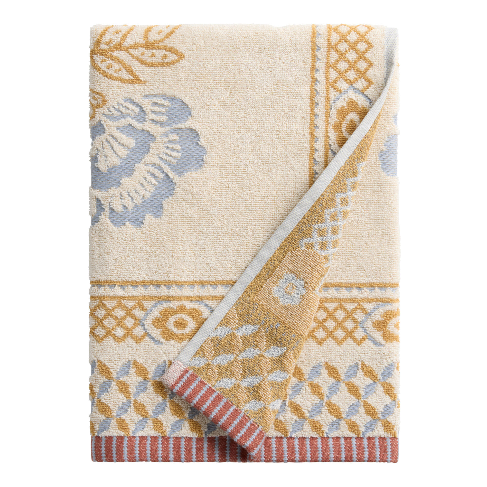 Cream Vintage Mirrored Birds Cotton Towel Collection image number 2