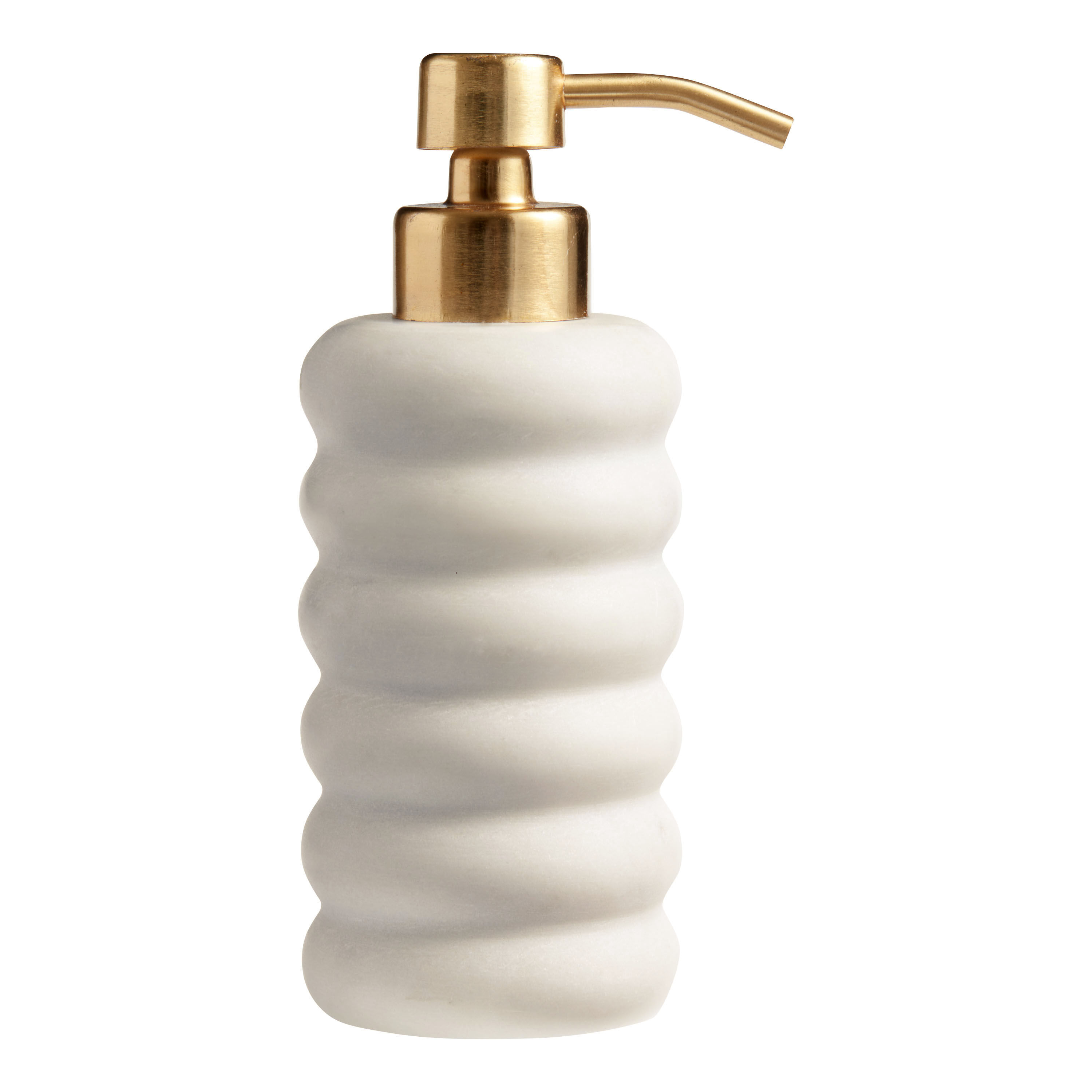 White Marble Ribbed Liquid Soap Dispenser image number 0