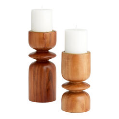 Chunky Wood Mod Pillar Candle Holder