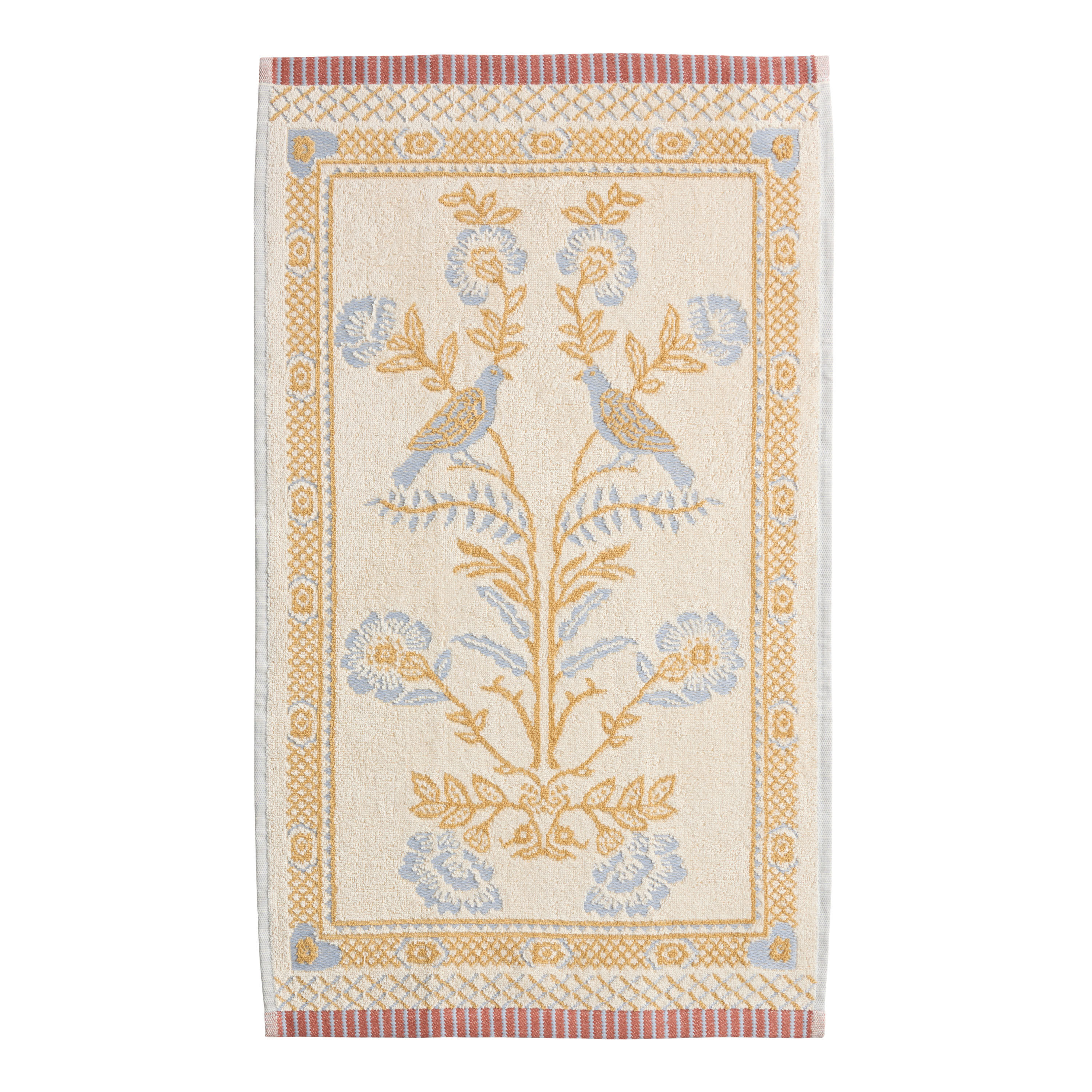 Cream Vintage Mirrored Birds Cotton Hand Towel image number 2