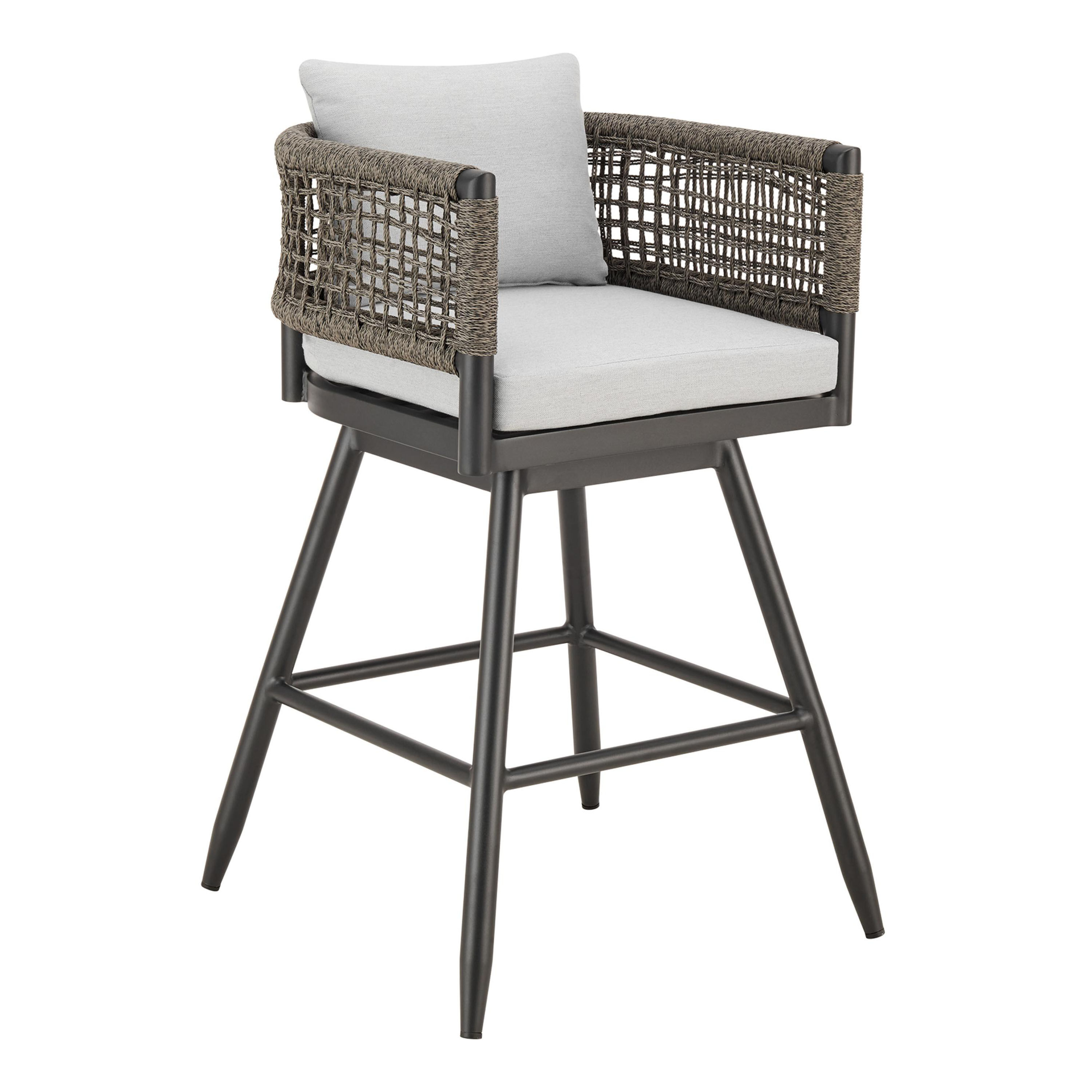 Marettimo Gray Aluminum and Rope Outdoor Swivel Stool