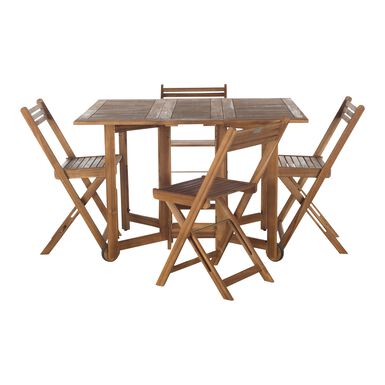 Holcut Natural Wood 5 Piece Folding Outdoor Dining Set Holcut Natural Wood 5 Piece Folding Outdoor Dining Set