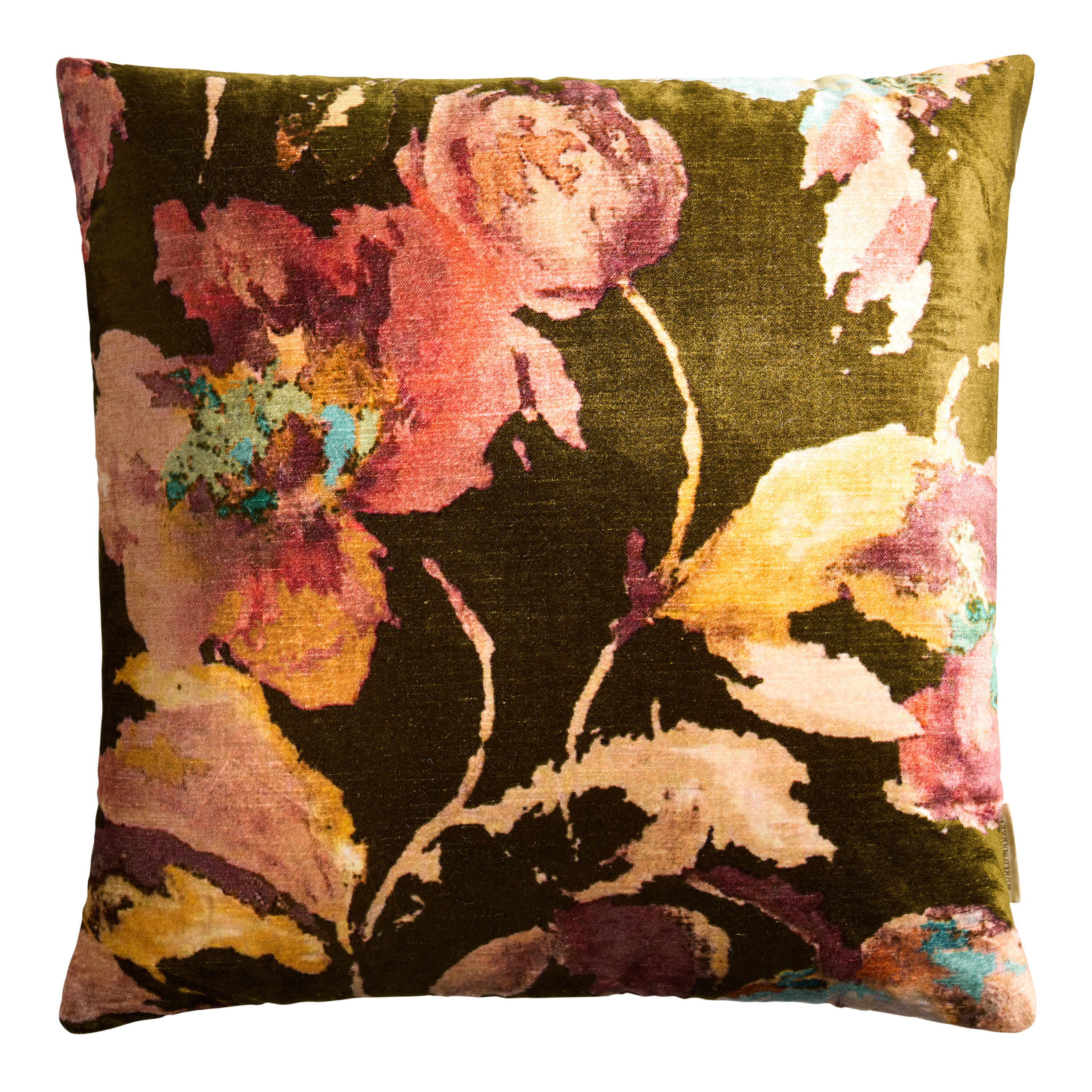 Velvet floral pillow best sale