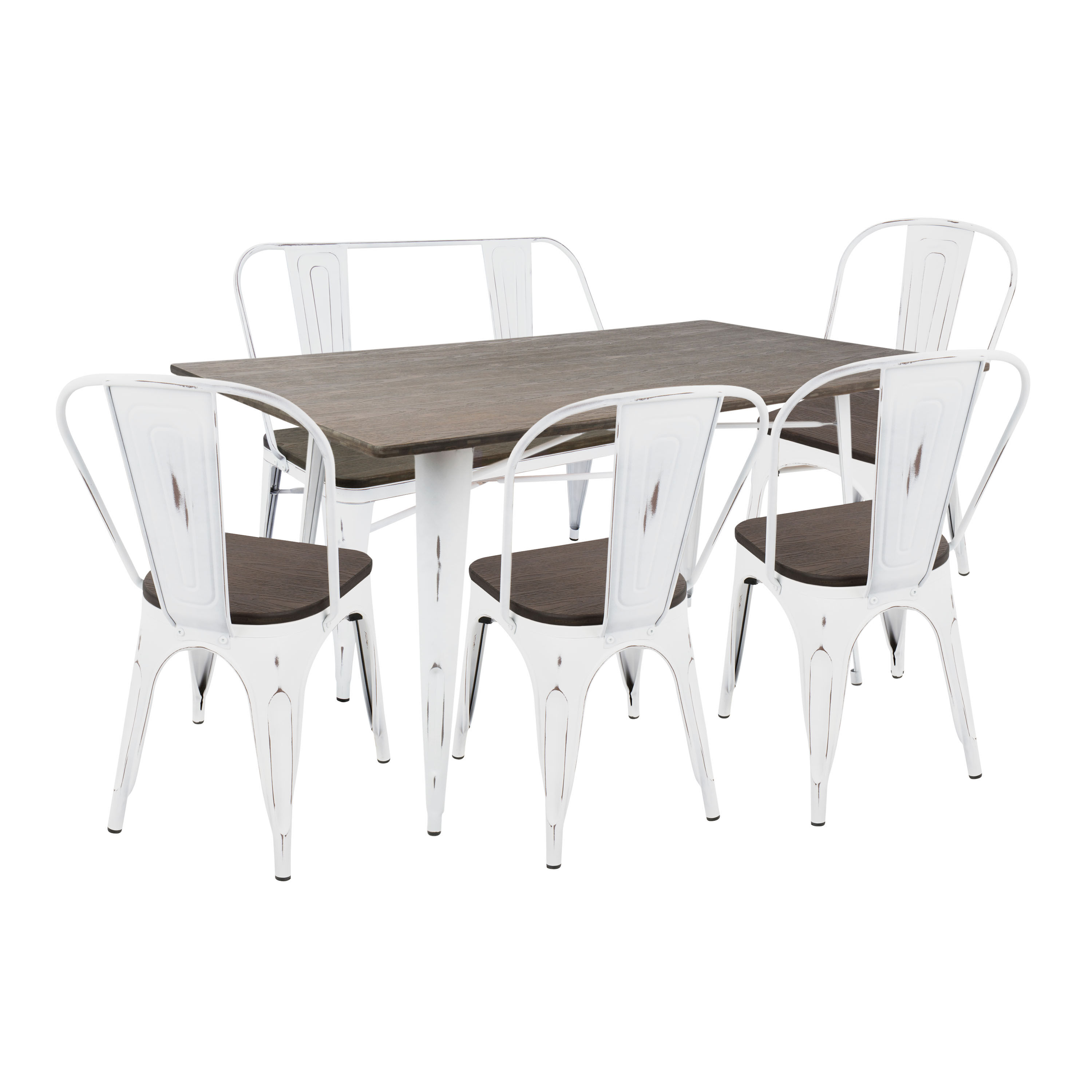 Ridgeby White Metal and Espresso Wood Dining Bench image number 4